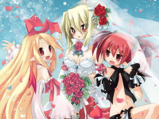Wedding anime girls flower roses - clothes free wallpaper