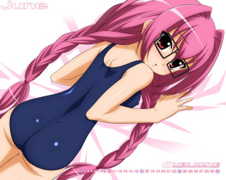 Pink haired girl glasses braid - a cartoon girl free wallpaper