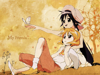 Anime couple bird tree blush - amano free wallpaper