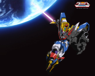 Flying robot planet saber mecha - hand free wallpaper for desktop