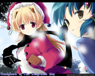Winter anime girls santa antlers - orphism free wallpaper