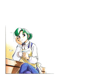 Eizan kikukawa green hair sitting - a book in free wallpaper