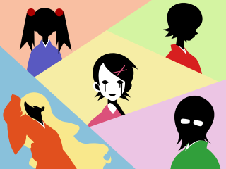 Group colored faces multicolored background - an anime drawing free wallpaper