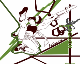 Woman gun manga vector green - vector free wallpaper