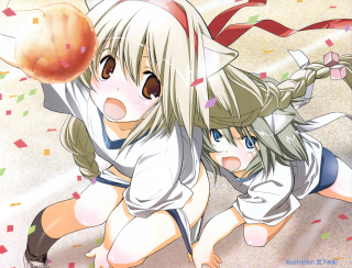 Anime girls playing confetti animal - two anime girl free wallpaper for desktop