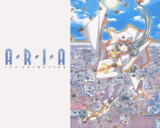 Anime flying city kite sky - the air over a city free wallpaper