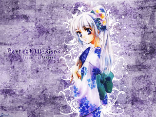 White haired anime girl flower - claire falkenstein free wallpaper