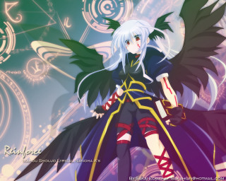 White haired wings anime clock - elysium free wallpaper