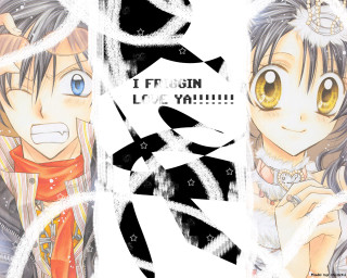 Anime couple yellow eyes black - black hair free wallpaper