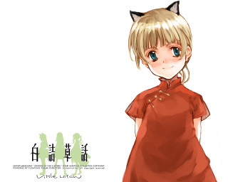 Girl red dress cat head - her shoulder free wallpaper