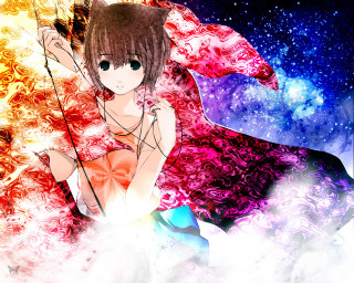 Girl red umbrella anime space - a colorful space free wallpaper