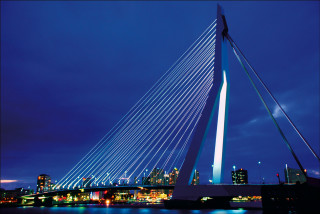 Tall bridge tower night city - rembrandt free wallpaper for desktop