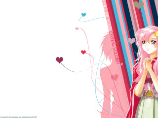 Pink hair dress hearts bow - striped free wallpaper for desktop