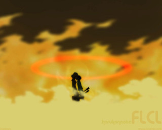 Flying person fire disc sunset - hurufiyya free wallpaper