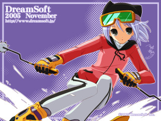 Skiing woman cartoon helmet gloves - ski free wallpaper