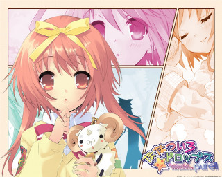 Pink hair girl teddy bear - pixel art free wallpaper for desktop