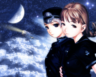 Sky moon rocket space illustration - free sci-fi wallpaper