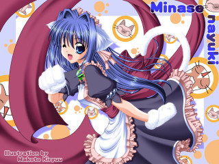 Anime girl blue hair white 6 - a green flower free wallpaper