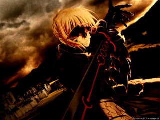 Anime saber armor blonde braid - a anime character holding free wallpaper