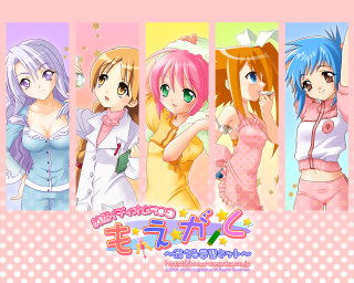 Anime girls colorful polka dot - a group of anime girls free wallpaper