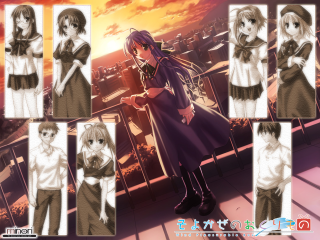 Anime girls sunset school uniform - a sunset background free wallpaper