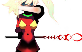 Yandere woman knife redyellow dress - lineart free wallpaper for desktop