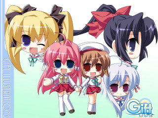 Anime girls colorful hair bows - different hair color free wallpaper