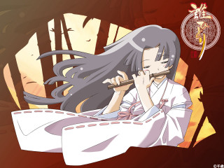 Woman flute longhair miko japan - a flute free wallpaper