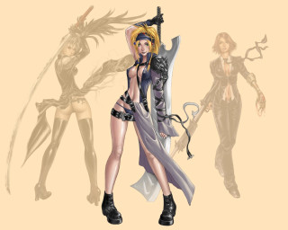 Woman costume swords fantasy art - two other woman free wallpaper