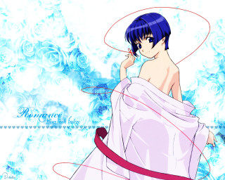 Woman white dress hat blue - mosaic free wallpaper