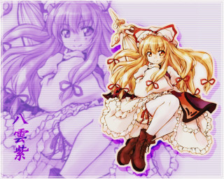 Anime girl blonde hair purple - anime style free wallpaper