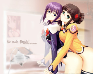 Anime girls hug mirror painting - fine free wallpaper for desktop