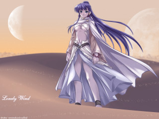 Woman longdress sword moon desert - a long dress free wallpaper