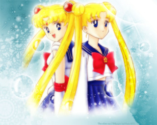 Anime blonde girls bows sailor - a red bow free wallpaper for desktop