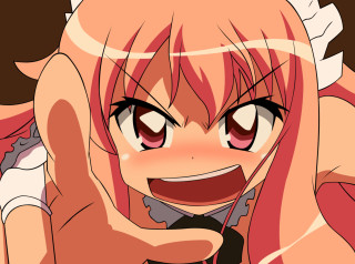 Pink hair maid anime blush - tie free wallpaper