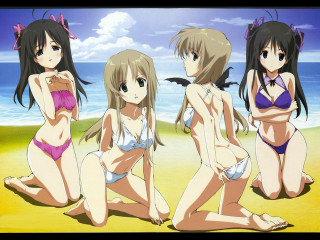 Beach girls bikinis sky kyoto - three girl free wallpaper