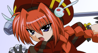 Anime sword girl beret redoutfit - her head and a sword free wallpaper