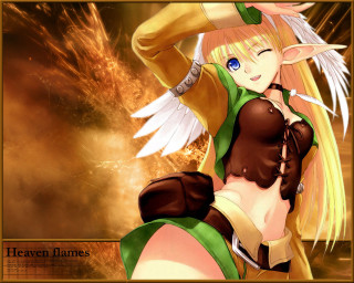 Blonde elf fantasy sword wings - a costume free wallpaper for desktop