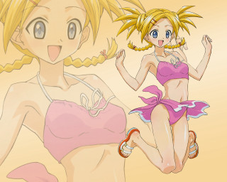 Cartoon woman bikini girl running - her pocket free wallpaper