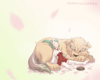 Cartoon girl fox eared hakama - the ground next free wallpaper