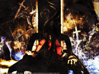 Man sitting gothic cross fire - ben templesmith free wallpaper for desktop