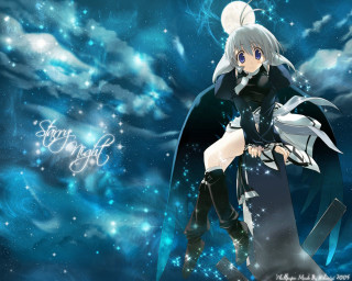Anime angel sword cloud stars - a anime character free wallpaper