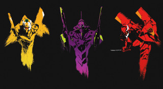 Three colored figures black background - metal gear free wallpaper