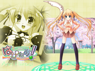Girl blonde twintails cherryblossoms schooluniform - a short skirt free wallpaper