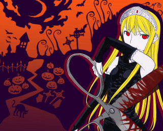 Cartoon girl blonde halloween pumpkins - pumpkin free wallpaper