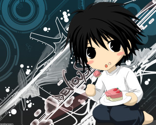 Anime cake eating bandaid blackhair - a anime character holding free wallpaper