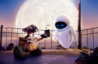 Robot holding plant full moon - a robot holding free wallpaper