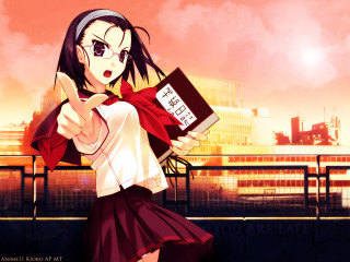 Girl redskirt pointing anime roskaku - a red skirt free wallpaper