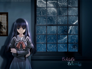 Girl window lightning gothic portrait - a lightning free wallpaper