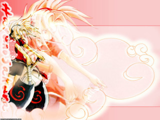 Anime girl red black outfit - a white cloud free wallpaper